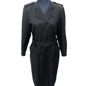 Valentino Rain black double breasted belted vintage trench rain coat size 6